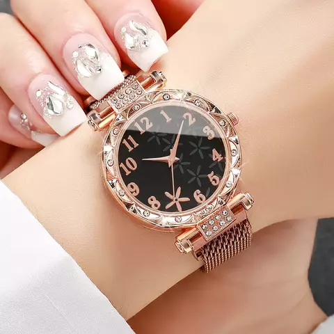 Relógio Feminino de Pulso Fashion com Números Arábicos e Pulseira de Liga – Movimento Quartzo - comprar online