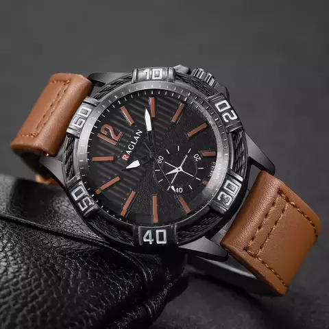 Relógio Masculino de Quartzo com Pulseira de Couro – Design Elegante e Confiável - comprar online