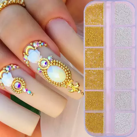 Mix de Strass Metálico para Unhas | 3 a 10mm | Decoração Nail Art | 1 Pacot - comprar online