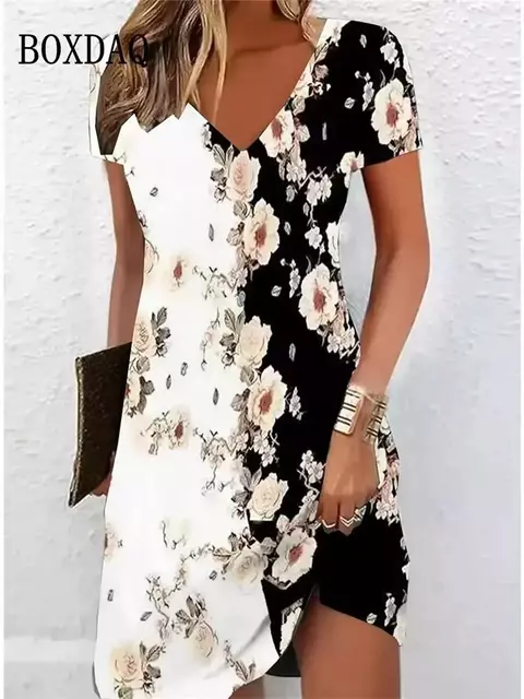 Vestido de verão casual feminino solto verão