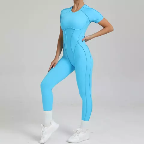 Macacão Feminino com Zíper e Manga Curta para Treino - comprar online