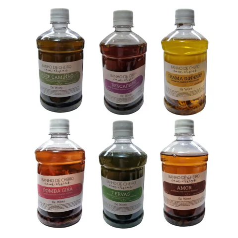 KIT Banho Líquido 7 Ervas, Chama Dinheiro, Descarrego mais 3