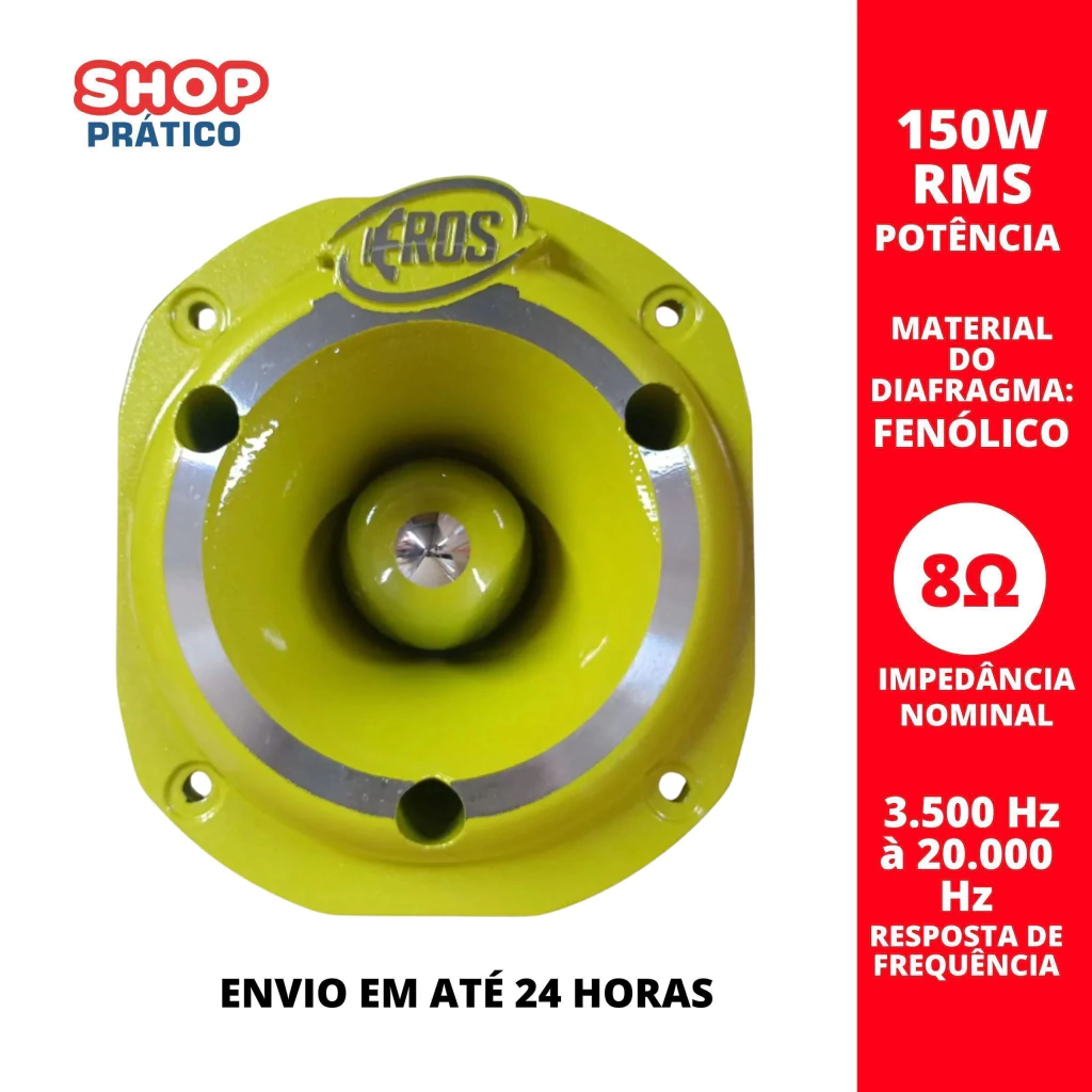 Super Tweeter Eros ETA 44 Trio 150W RMS 8 Ohms Amarelo