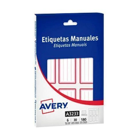 ROTULOS AUTOADHESIVOS PAPEL ROJO 34.5X57MM CAJA 6 UNIDADES X30 HOJAS AVERY - A3233