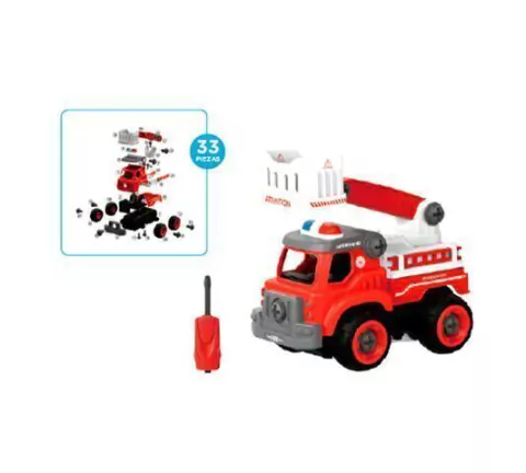 CAMION RESCATE CON SONIDO PARA ARMAR DIY ROJO 34X20CM IK
