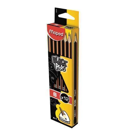 LAPIZ GRAFITO BLACK PEPS B CAJA X12 UNIDADES MAPED - 85