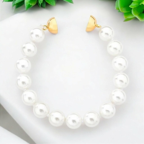 Pulseira Com Pérolas Shell Banhada A Ouro