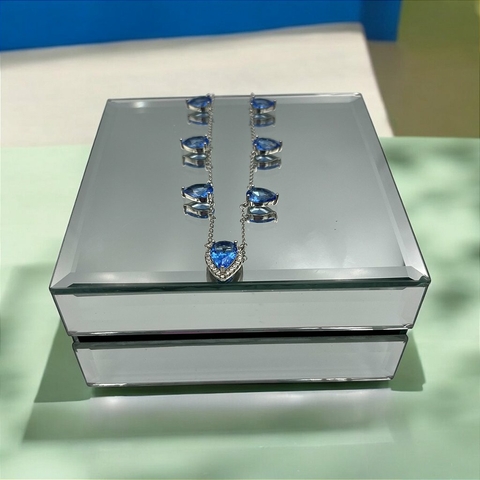 Corrente Com Pingentes Cristais Em Gotas Banhado A Ródio