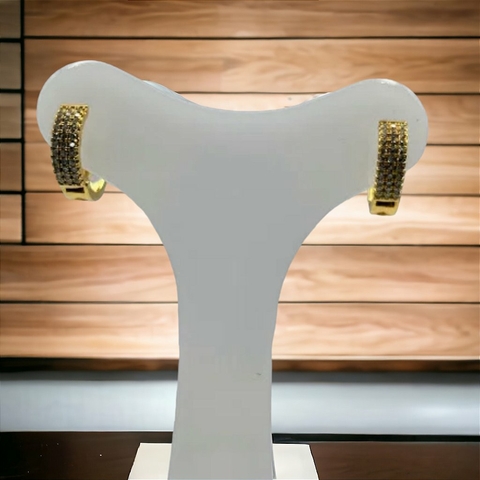 Brinco Argola Três Fileiras Cravejadas com Zirconias