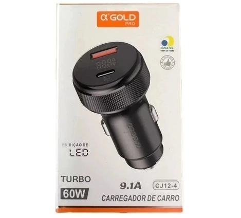 Carregador Veicular Turbo 60W 9.1A QC 4.0 – USB + Tipo C - comprar online