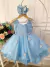 Vestido Infantil Azul Elsa Frozen Gelo Com Capa Luxo Festas (0011AZ) na internet