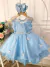Imagem do Vestido Infantil Azul Elsa Frozen Gelo Com Capa Luxo Festas (0011AZ)