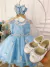 Vestido Infantil Azul Elsa Frozen Gelo Com Capa Luxo Festas (0011AZ) - loja online