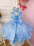 Vestido Infantil Azul Elsa Frozen Gelo Com Capa Luxo Festas (0011AZ) - loja online