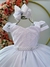 Vestido Infantil Branco C/ Busto Nervura Cinto Pérolas Damas (2782BC)