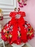 Vestido Infantil Vermelho Bolinhas C/ Laço e Busto Strass Luxo (1057VA) na internet