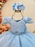 Vestido Infantil Azul Claro Busto Nervura Daminhas Festas (2782AK) - loja online