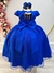 Imagem do Vestido Infantil Longo Azul Royal Busto Nervura Festas Damas (3535AR)