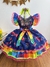 Fantasia Infantil Luxo Junino Arraiá Azul Florido Colorido (3547AM) - Mundo da Marie - Loja de Roupas Infantis