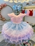 Vestido Infantil Rosa Busto Nervura Saia Babados Coloridos (4004RA) - comprar online