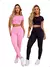 Kit 2 Conjunto Feminino Academia Calça Legging Cintura Alta + Top Manga Curta Microfibra Malhar