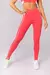 Calça Legging com Cós Contrastante e Vivo (Rosa Pink / Off-White) - comprar online