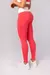 Calça Legging com Cós Contrastante e Vivo (Rosa Pink / Off-White) na internet