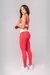 Calça Legging com Cós Contrastante e Vivo (Rosa Pink / Off-White)