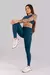 Calça Legging sem Gancho com Vira (Azul Petróleo / Bege) - Viva Performance