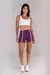 Short com Cós de Vira e Chapados (Ametista / Branco) - loja online