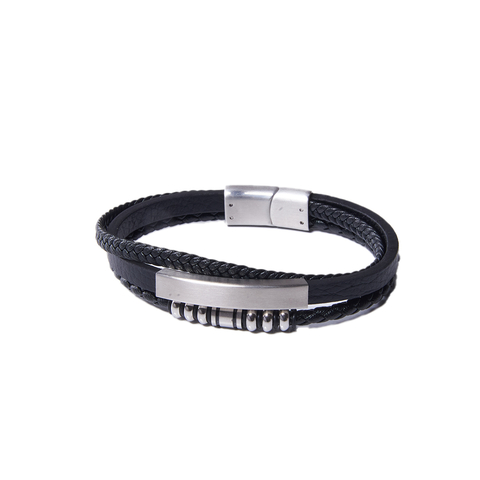 Pulseira Oliver em Couro com Aço