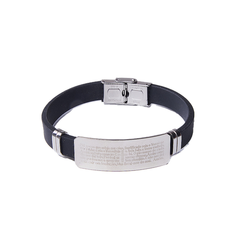 Pulseira Kyros com Escrita Pai Nosso em Silicone