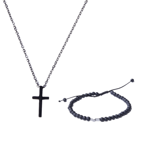 Kit Pulseira Cross + Colar Jolt com Cruz