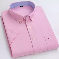 Camisas Socias Masculina Oxford 100% Algodão - Manga Curta, Gola Quadrada, Estilo Sofisticado - loja online