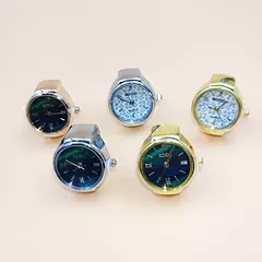 Relógio de dedo anel movimento criativo acessórios moda vintage - SocialWeaf