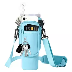 Saco porta garrafa de água neoprene, manga copa com alça ajustável, bolsa tit