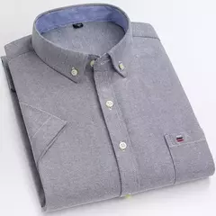 Camisas Socias Masculina Oxford 100% Algodão - Manga Curta, Gola Quadrada, Estilo Sofisticado na internet