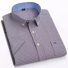 Camisas Socias Masculina Oxford 100% Algodão - Manga Curta, Gola Quadrada, Estilo Sofisticado - loja online