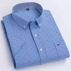 Camisas Socias Masculina Oxford 100% Algodão - Manga Curta, Gola Quadrada, Estilo Sofisticado na internet