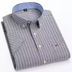Camisas Socias Masculina Oxford 100% Algodão - Manga Curta, Gola Quadrada, Estilo Sofisticado - comprar online