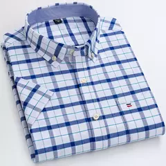 Camisas Socias Masculina Oxford 100% Algodão - Manga Curta, Gola Quadrada, Estilo Sofisticado - loja online