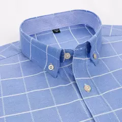Camisas Socias Masculina Oxford 100% Algodão - Manga Curta, Gola Quadrada, Estilo Sofisticado - loja online