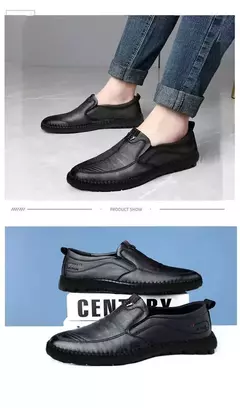 Imagem do Sapatos casuais masculinos sapatos de couro resistentes ao desgaste
