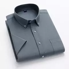 Camisas Socias Masculina Oxford 100% Algodão - Manga Curta, Gola Quadrada, Estilo Sofisticado - comprar online
