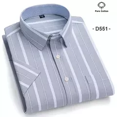 Camisas Socias Masculina Oxford 100% Algodão - Manga Curta, Gola Quadrada, Estilo Sofisticado