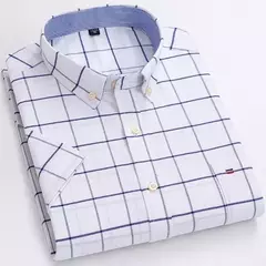 Camisas Socias Masculina Oxford 100% Algodão - Manga Curta, Gola Quadrada, Estilo Sofisticado - comprar online