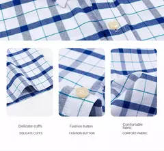 Camisas Socias Masculina Oxford 100% Algodão - Manga Curta, Gola Quadrada, Estilo Sofisticado - comprar online
