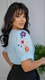 BLUSA EM LINHO COM BORADO NAS MANGAS - comprar online