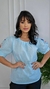 BLUSA EM LINHO COM BORADO NAS MANGAS - SILVANA SOUZA MODA E ESTILO