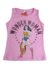 Regata infantil feminina rosa com estampa da Mulher-Maravilha